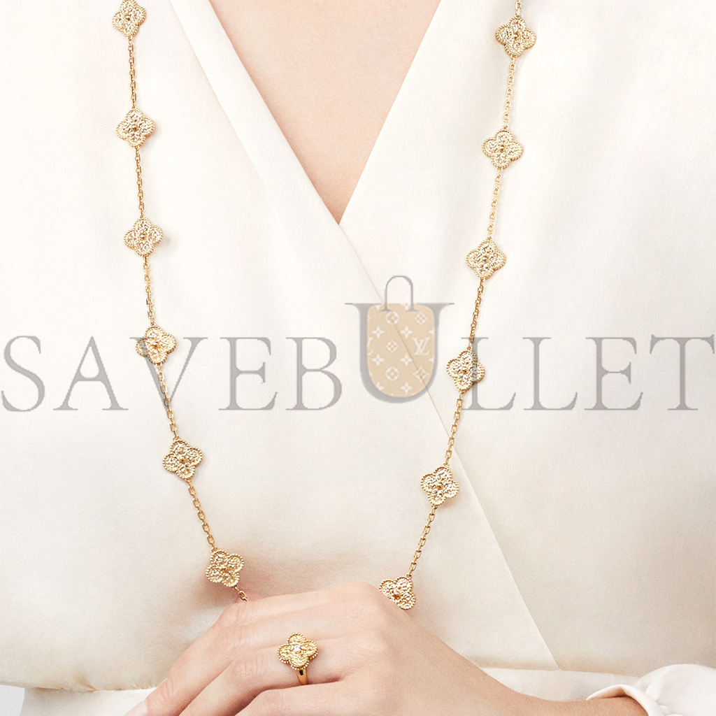 V*N CL*F arpels vintage alhambra long necklace, 20 motifs - yellow gold  vcaro1ic00